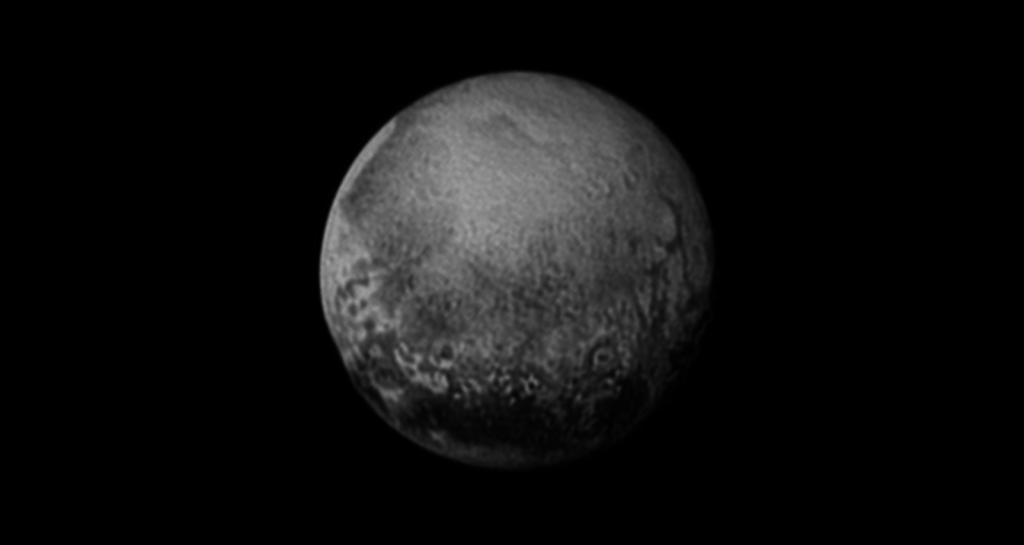 Pluto, approximately one day from full resolution. Click the image to see all of them.